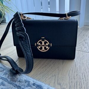 Tory Burch Black Crossbody Bag with Gold Accents